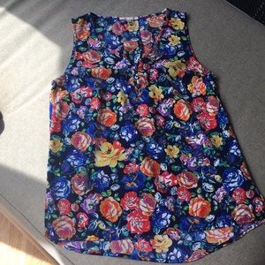 Under Skies Floral Sleeveless Blouse